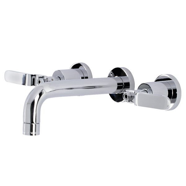 KS8121KL Two-Handle Wall Mount Bathroom Faucet, Polished Chrome, Kingston Brass, Mfr#: KS8121KL